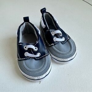Navy and Gray Kids Boat Shoes Size 0-6M